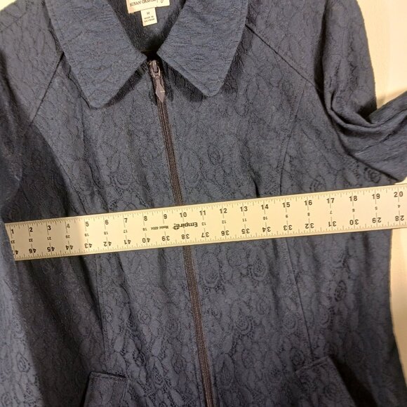 Susan Graver Navy Lace Topper - Jacket, Zip Front, Long Sleeve, Lt. Wt., Sz Med. - Picture 11 of 16